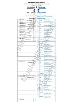 Der Stimmzettel enthält alle Parteien und Bewerberinnen und Bewerber, die im Wahlkreis 5 anatreten